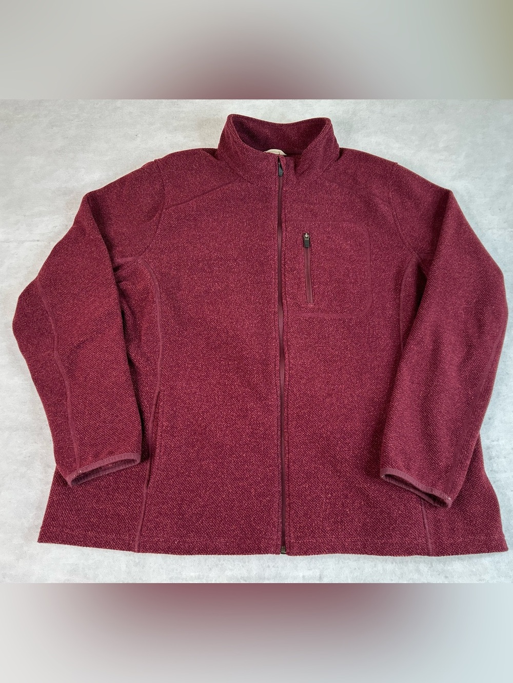 Duluth Trading Jacket Mens Coat Size 2XL Burgundy Fleece Full Zip Pockets